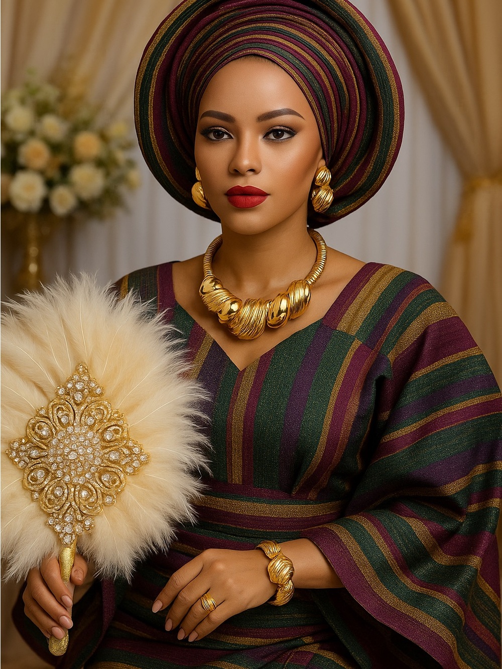 Gold Statement Necklace and Earring Set - Women Jewelry - Picture 7 of 7